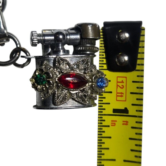 Vintage Bracelet Miniature Lighter Charm With Jeweled Embellishments - Picture 6 of 16